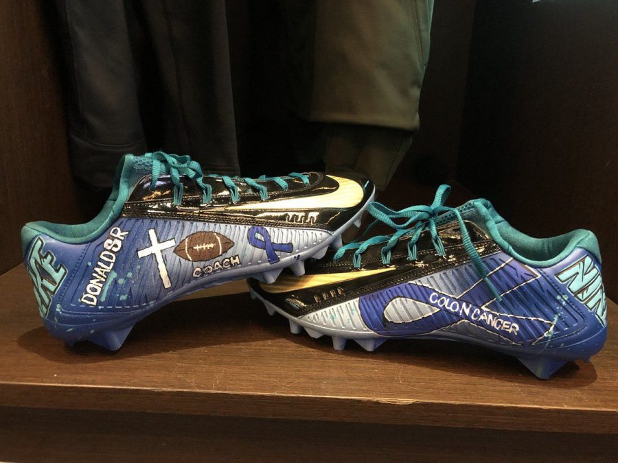 Payne chose colon cancer awareness as his charity for the My Cause, My Cleats campaign. Photo by Donald Payne.