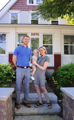 Jimmy and Danielle, with baby Harry, recently purchased their first home in a perfect yet more expensive neighborhood. A lower down payment made it possible.