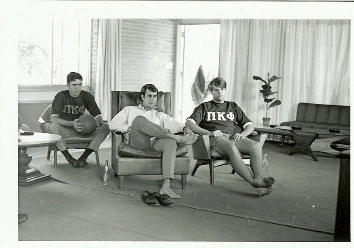 Pi Kappa Phi members hanging out in their house (1968). Photo by Stetson Archives.