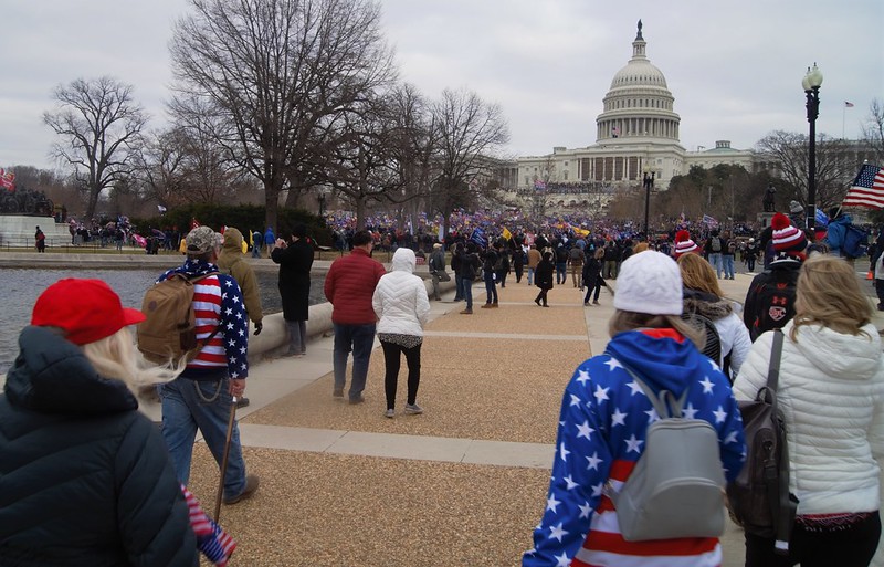 The insurrection at the Capitol. Photo courtesy of Tyler Merbler via Flickr.